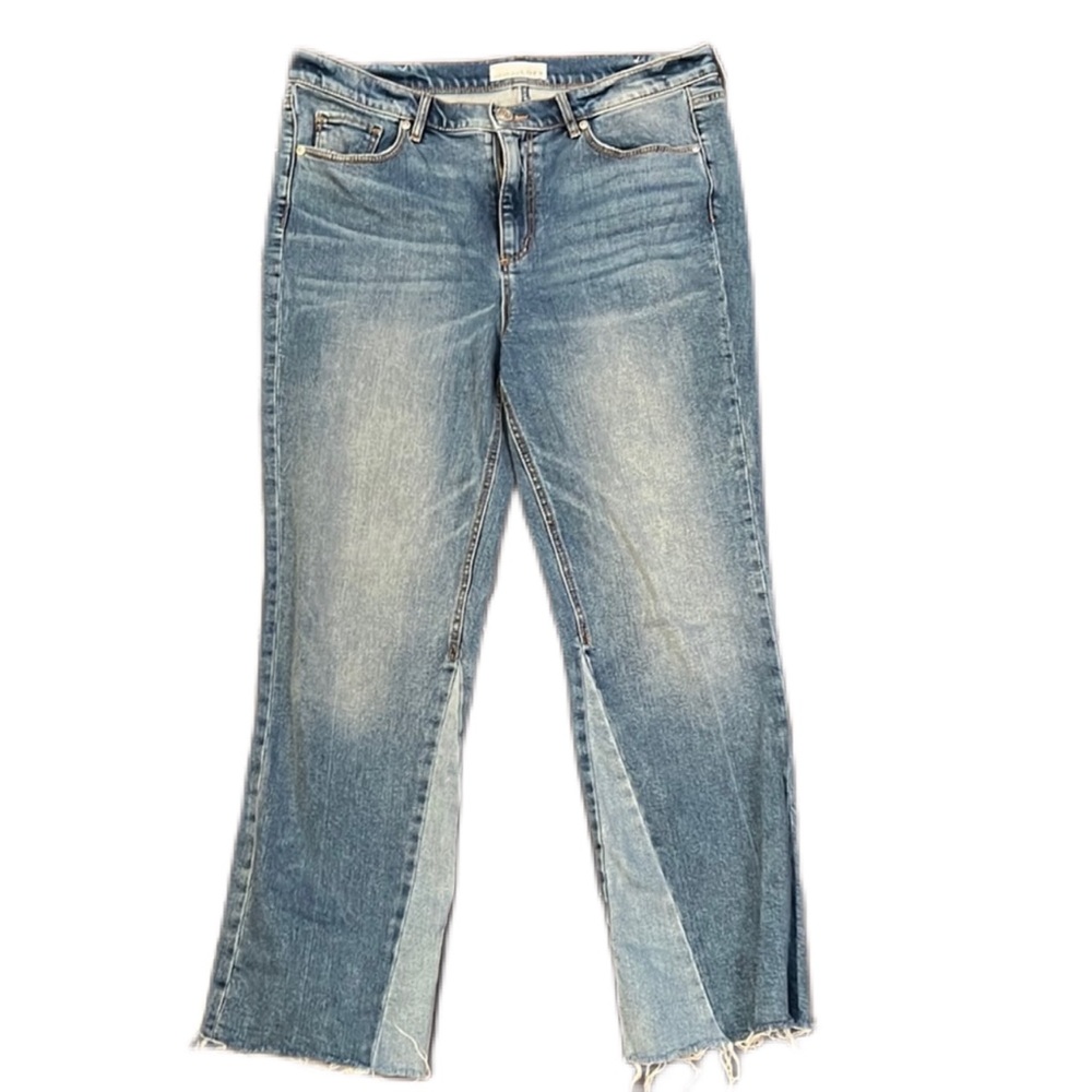 Ann Taylor Loft Medium Wash Straight Leg Raw Hem Jeans